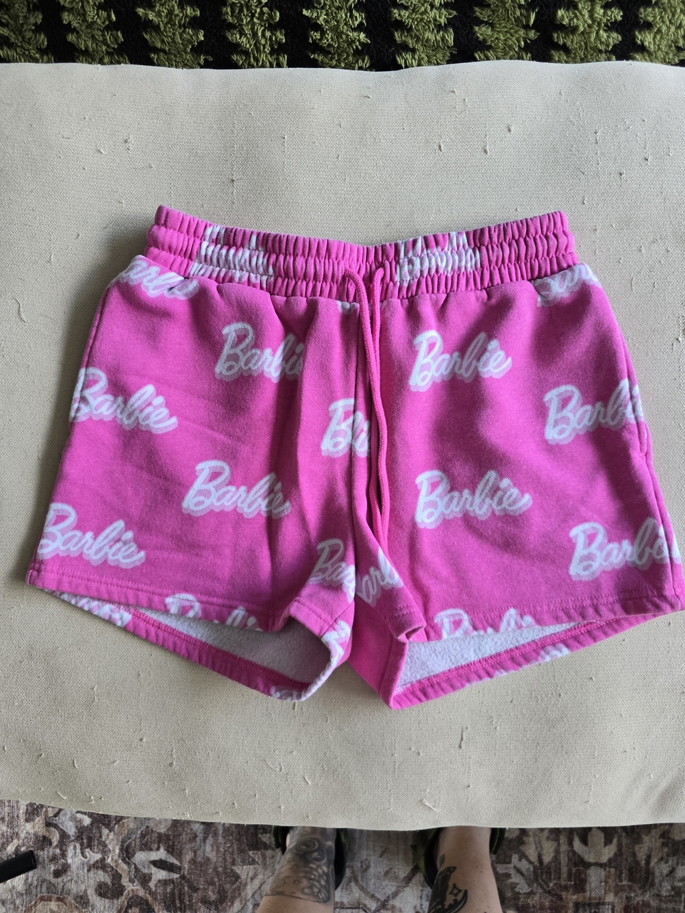 Barbie Logo Pink Fleece Lounge Shorts